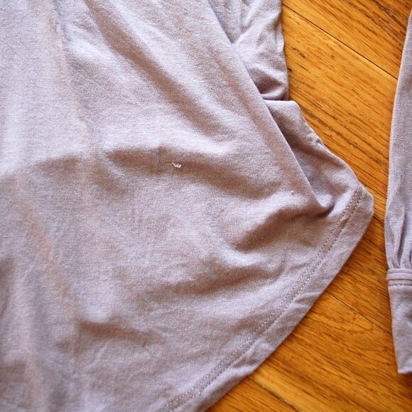 We The Free People Long Sleeve Top Lavender Tencel Oversized Tie Collar - Picture 8 of 8